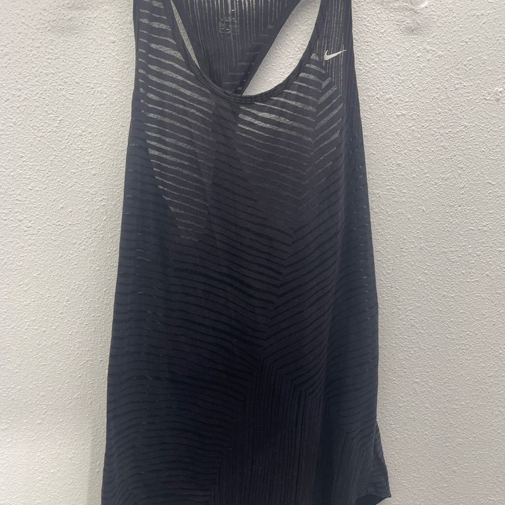 Nike Black Razorback Sheer Striped Tank Top